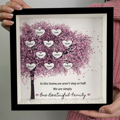 Personalised Light Up Family Tree Box Frame with 1-25 Names Mother's Day Gift For Grandma, Mum