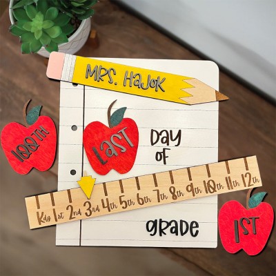 Personalised First/100th/Last Day of School Interchangeable Photo Prop Back to School Gifts for Kids