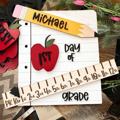 Personalised Reusable Interchangeable First/100th/Last Day of School Sign Back to School Gift Ideas for Kids