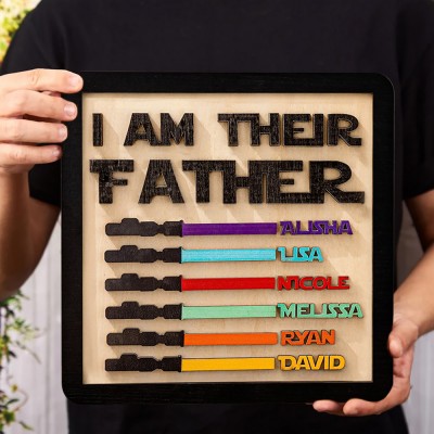 Personalised Wooden Sign Board I Am Their Father Sign with Kids Name Gift for Dad Grandpa Father's Day Gifts