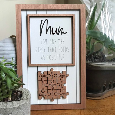 Custom Handmade Mum Puzzle Pieces Frame Sign Birthday Gift Ideas for Mum Grandma Mother's Day Gift
