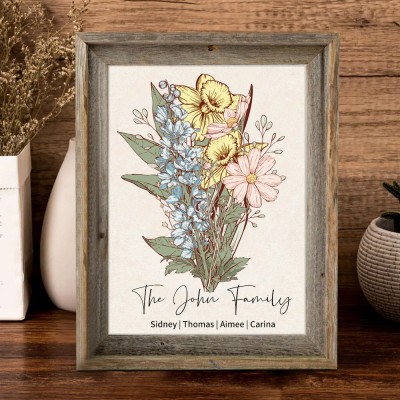 Custom Gigi's Garden Bouquet Frame With Birth Flowers And Grandkids Names Mother's Day Gifts Keepsake Gift Ideas For Mum Grandma