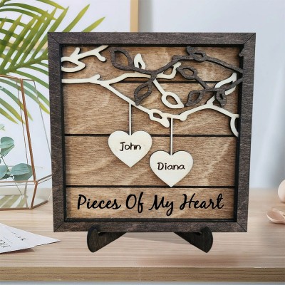 Personalised Wooden Family Tree Sign Family Frame Engraved with Names Anniversary Gift For Grandma Wife Her