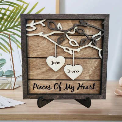 Wooden Family Tree Sign Personalised Family Frame Engraved with Names Gift for Her Gift for Grandma Anniversary Gift for Wife Mother's Day Gift 