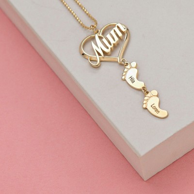 Personalised Baby Feet Pendant Necklace Gift for Her New Mum Gift Mother's Day Gift for Mum
