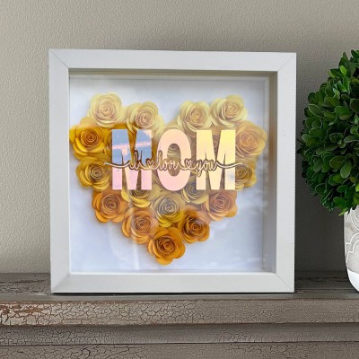 Personalised Heart Flower Shadow Box Love Gift Ideas for Mum Birthday Gifts for Her 