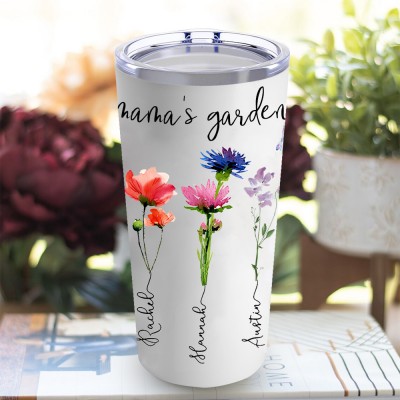 Custom Mimi's Garden Birth Flower Tumbler with Kids Names Keepsake Gifts Great Gift Ideas for Grandma Christmas Gifts