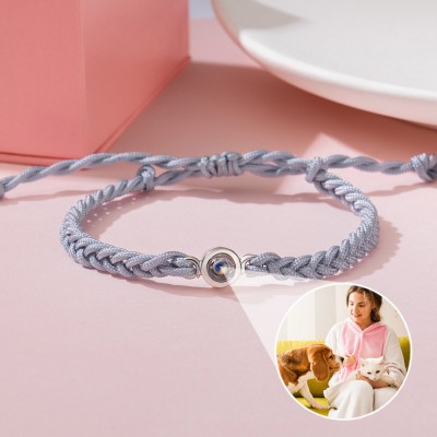 Personalised Memorial Photo Projection Rope Bracelet Anniversary Gifts