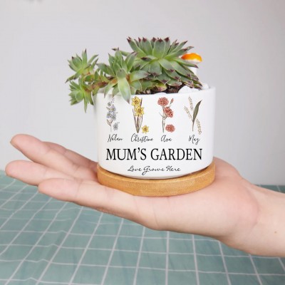 Personalised Mum's Garden Mini Succulent Plant Pot Decor Gifts For Mum Grandma