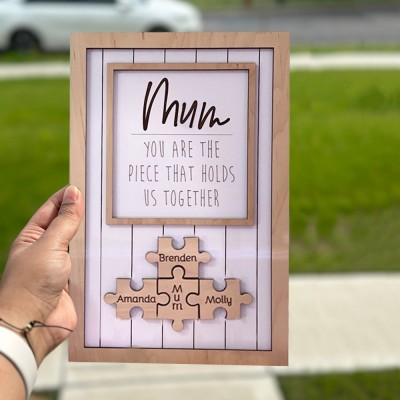 Personalised Wood Puzzle Name Sign Keepsake Gifts for Grandma Mum Mother's Day Gift