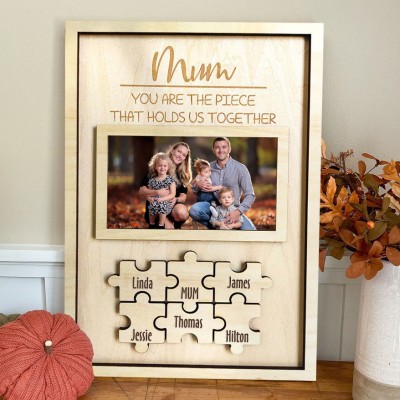 Custom Mum Puzzle Sign With Photo Personalised Keepsake Gift For Mum Grandma Mother's Day Gift