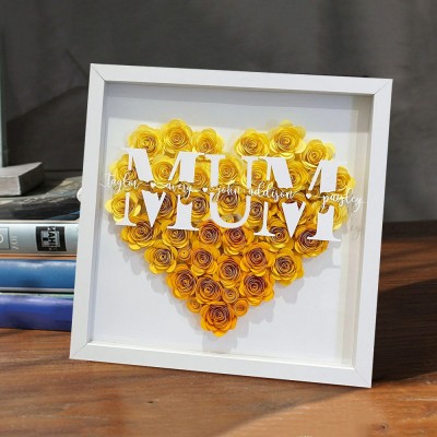 Personalised Paper Flower Shadow Box with Kids Names Gift for Grandma Mum