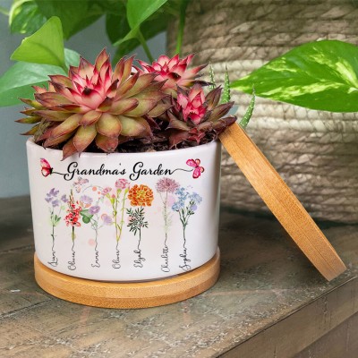 Personalised Nana's Garden Mini Succulent Plant Birth Flower Pots Mother's Day Gift Ideas