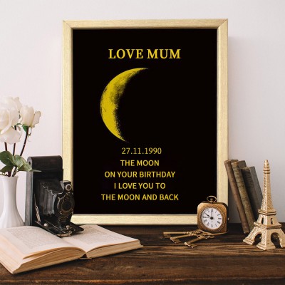 Personalised Moon Phase Frame Sign Love Gift For Mum Grandma Mother's Day Gift Ideas