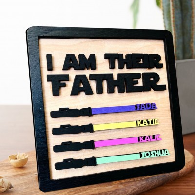 Personalised I Am Their Father Wood Sign Meaningful Gift for Dad Father's Day Gifts