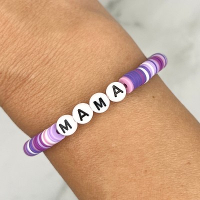 Mummy and Me Back to School Beaded Name Bracelet First Day of School Gift Comfort Gift