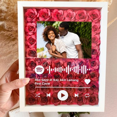 Personalised Spotify Flower Shadow Box Love Gift Ideas for Her Valentine's Day Gift Anniversary Gift