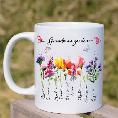 Personalised Gigi's Garden Mug with Birth Month Flowers Custom Family Mug Gift for Mum Grandma Christmas Gifts