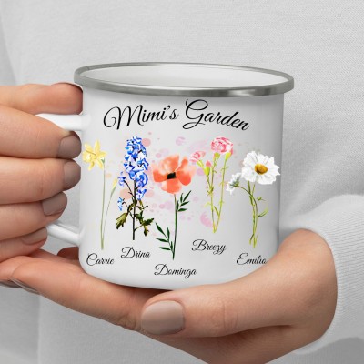 Custom Grandma's Garden Birth Flower Camp Coffee Mug Christmas Gifts for Grandma Unique Gifts for Mum