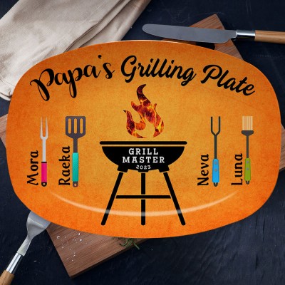 Personalised BBQ Daddy's Grilling Plate Best Father's Day Gifts