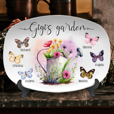 Personalised Mum's Garden Butterfly Platter with Kids Names Keepsake Gifts New Mum Gift Christmas Gift Ideas for Mum Grandma