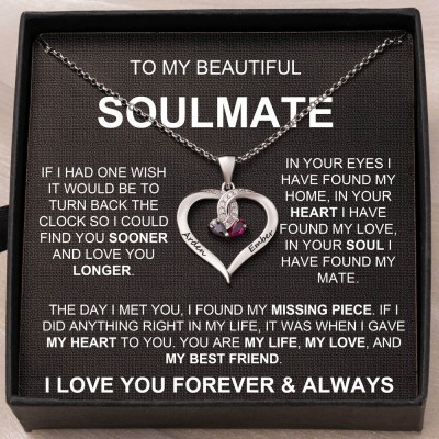 Personalised To My Soulmate Heart Necklace Gift Ideas For Valentine's Day Anniversary Birthday