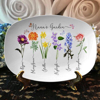 Grandma's Garden Birth Month Flower Plate Personalised Gift Ideas Mother's Day Gift