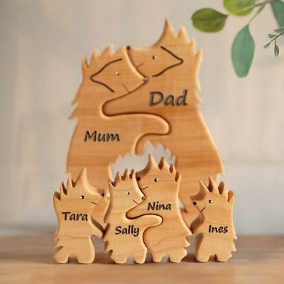 Personalised Wooden Hedgehog Family Puzzle Family Keepsake Anniversary GIfts For Mum Wife Her