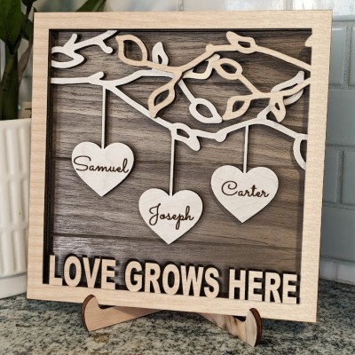 Personalised Wooden Family Tree Frame Sign Love Family Keepsake Adoption Anniversary Gifts for Mum