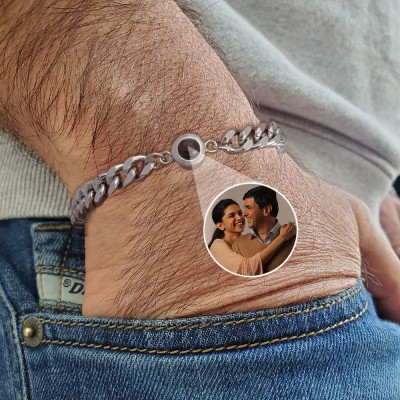 Personalised Photo Projection Bracelet with Picture Inside Unique Gifts for Men Father's Day Gift from Daughter