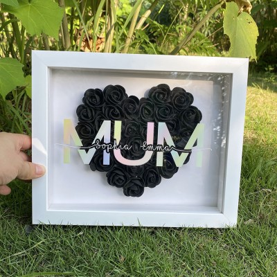 Valentines Custom Flower Shadow Box Personalised Gift for Girlfriend Wife