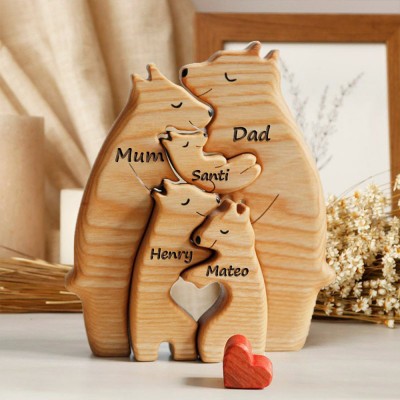 Personalised Wooden Bear Family Puzzle Family Keepsake Gifts Christmas Gift Ideas