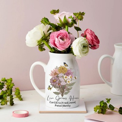 Personalised Mum's Garden Birth Flower Family Bouquet Vase Mother's Day Gift Ideas For Mum Grandma