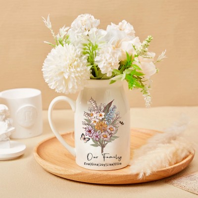 Personalised Grandma's Garden Bouquet Vase With Grandkids Birth Flowers Gift Ideas For Mum Grandma Mother's Day Gift