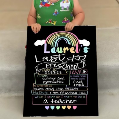 Personalised Reusable First and Last Day of Preschool Sign Chalkboard