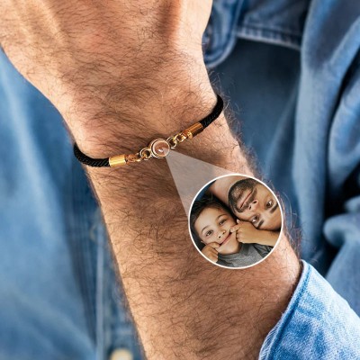 Personalised Men Photo Projection Bracelet with Picture Inside Unique Gift for Dad Father's Day Gifts