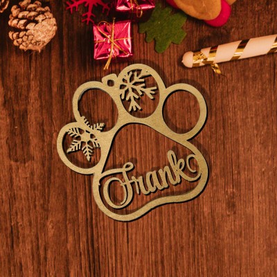 Personalised Pet Paw Christmas Tree Ornament with Name