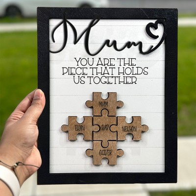 Custom Handmade Wooden Puzzle Frame Sign Adorable Gift Ideas For Mum Grandma Mother's Day Gift