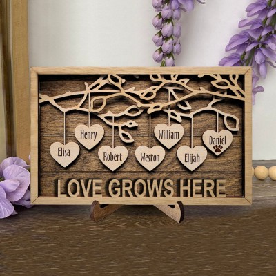 Custom Our Family Tree Sign Engraved with Names Grandparent Gifts Family Gifts Love Gift Ideas for Mum Grandma