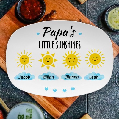 Personalised Papa's Little Sunshines Names Platter Father's Day Gift