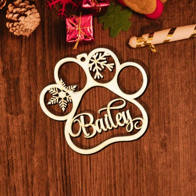 Personalised Pet Paw Christmas Tree Ornament with Name