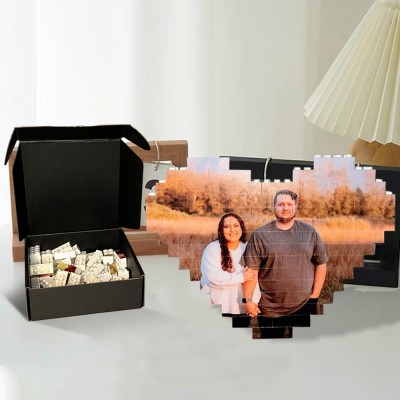 Personalised Photo Building Block Anniversary Valentines Day's Gift For Couples Wife Him Her