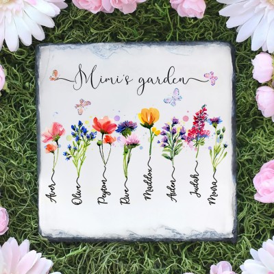 Personalised Grandma's Garden Birth Flower Plaque Family Gifts for Mum Grandma