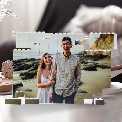 Personalised Rectangle Shape Photo Building Blocks Puzzle Gift for Couple