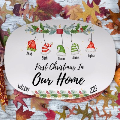 Personalised First Christmas In Our Home Platter with Kids Names Christmas Gift For Family