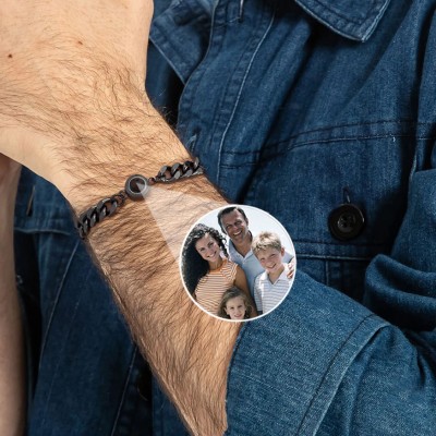 Personalised Photo Projection Men Bracelet with Picture Inside Meaningful Gift for Dad Father's Day Gifts