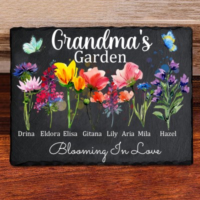 Grandma's Garden Birth Flower Plaque Personalised Grandma Gifts from Grandkids Birthday Gifts for Mum Christmas Gift Ideas