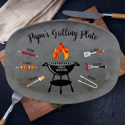 Grill Master Daddy's Grilling Plate Personalised BBQ Platter for Papa Dad Gift for Father's Day