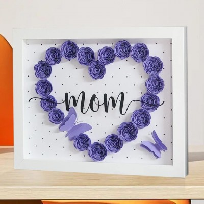 Custom Heart Flower Shaodw Box Love Gift Ideas for Grandma Mum