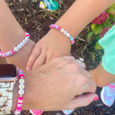 Mummy and Me Back to School Beaded Name Bracelet First Day of School Gift Comfort Gift